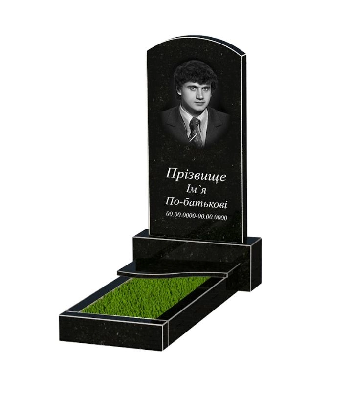 Основное Гранитный памятник юношам одинарный из черного гранита Коростышев с волной резной к3-kor-npf-80-40-05-009-l