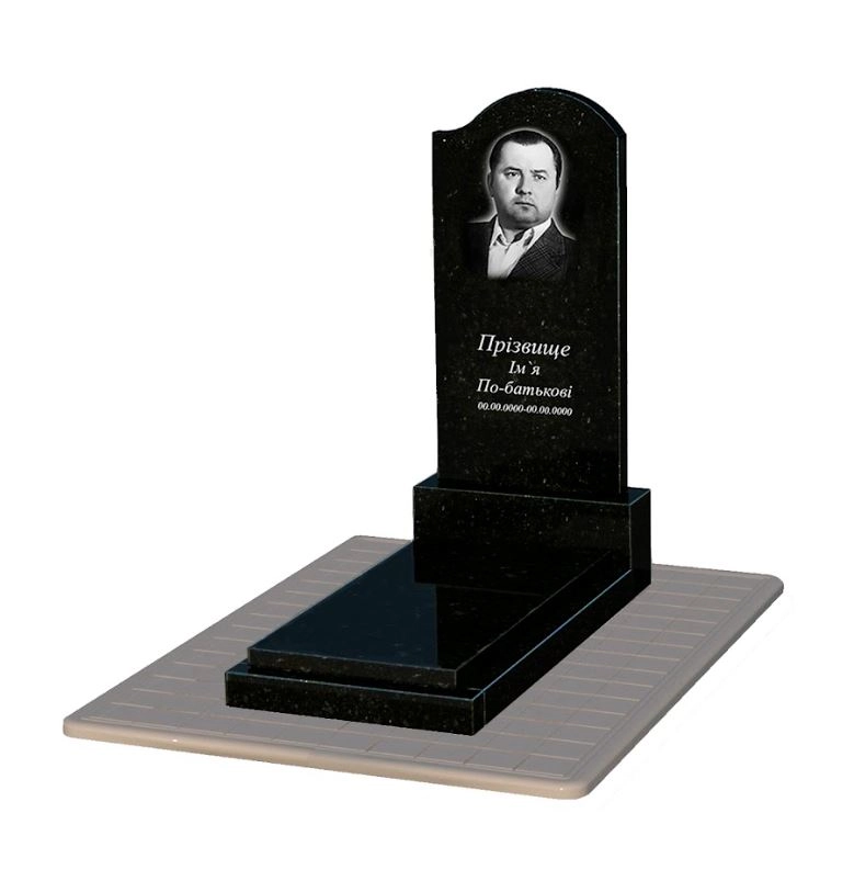 Основне Пам'ятник із граніту з формою хвилі одинарний із чорного граніту Коростишів к12-kor-pf-120-60-08-011-r-pbd3