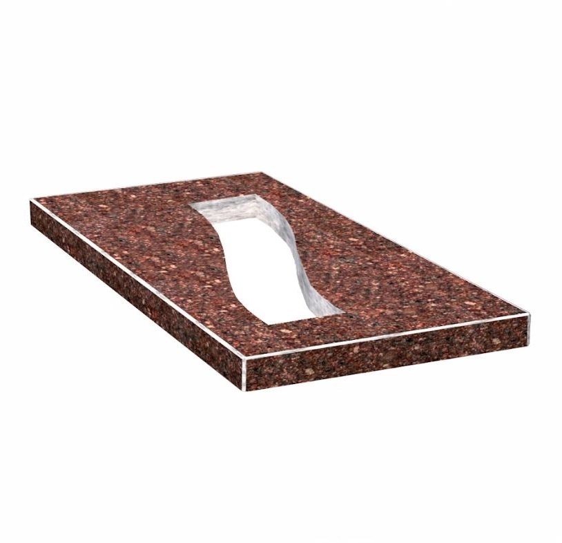 Основное Надгробная плита цветная 1000x500x50 из Токовского гранита с неполированными фасками Полоса правая pl-tok-npf-pt-100-50-05-POLOSA-r