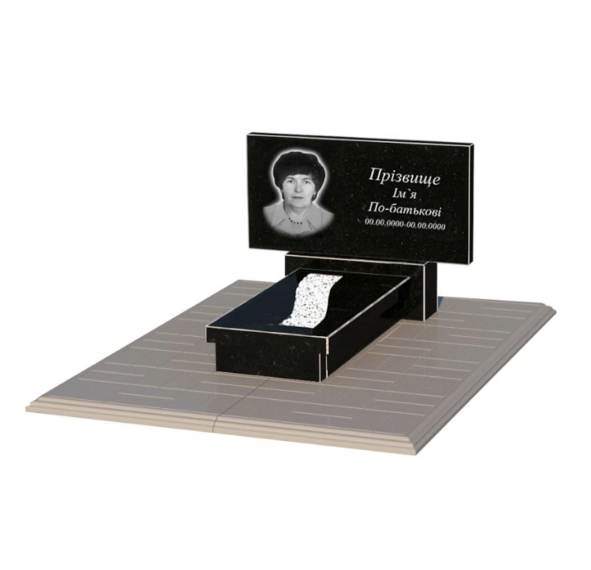 Основное Памятник из гранита высотой 60 см одинарный из черного гранита Коростышев с вырезанной полосой к23-kor-npf-40-80-05-001-pbd1