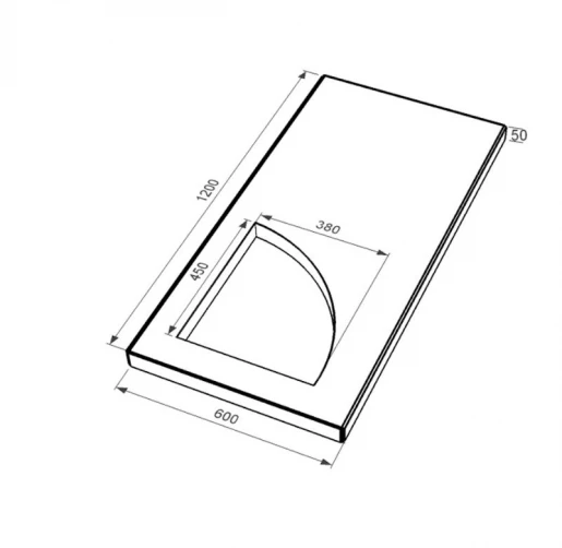 Размеры Надгробная плита 1200x600x50 из мрамора Дайна с полированными фасками плита Уголок левая pl-dan-pf-pt-120-60-05-KUT-l