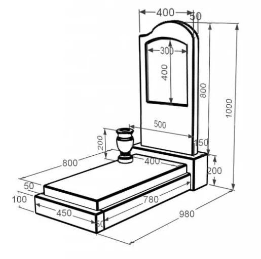 Розміри Мармуровий пам'ятник виробництво Україна одинарний з білого мармуру Волокас з хвилею різьблений к12-vol-pf-80-40-05-011-r